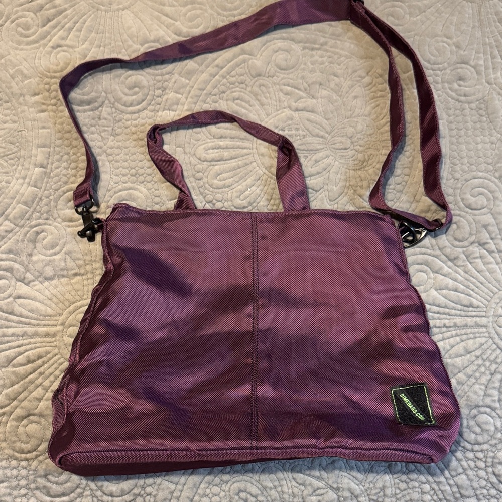 Elegant Purple Nylon Shoulder Bag
